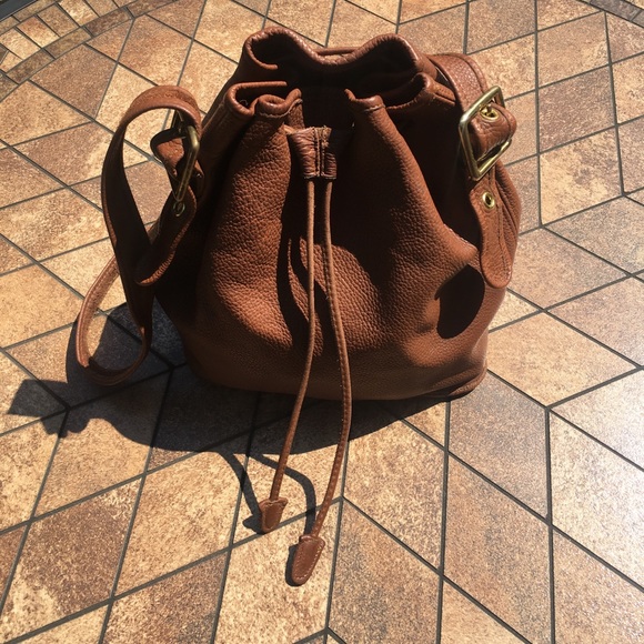 M. London Handbags - MLondon Vintage Brown Pebbled Leather Bucket Bag